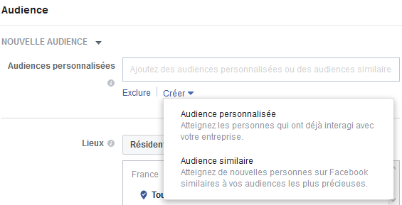 Audiences personnalisées Facebook