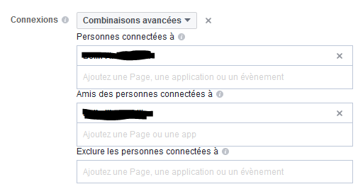 Facebook combinaison avancée à la page Facebook