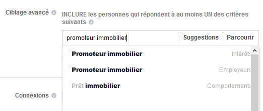 Facebook critères de ciblage