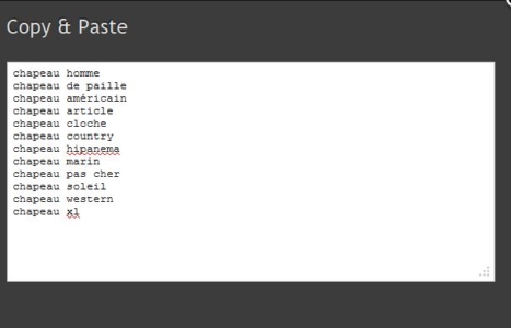 Liste des mots-clés à copier