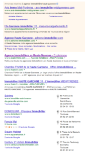 Résultat de recherche sur Google