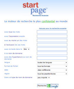 Startpage - recherche avancée